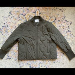 Oak and Fort Olive Green Quilted Bomber Jacket